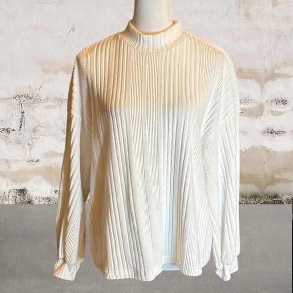 SHEIN Women's Plus Mock Neck Bishop Sleeve Tee White 0XL - Picture 3 of 7